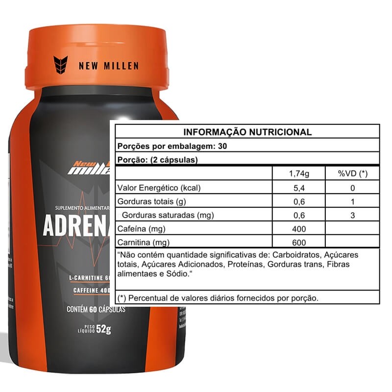 Muscle Open | Adrenalin New Millen 60 Caps - Suplemento