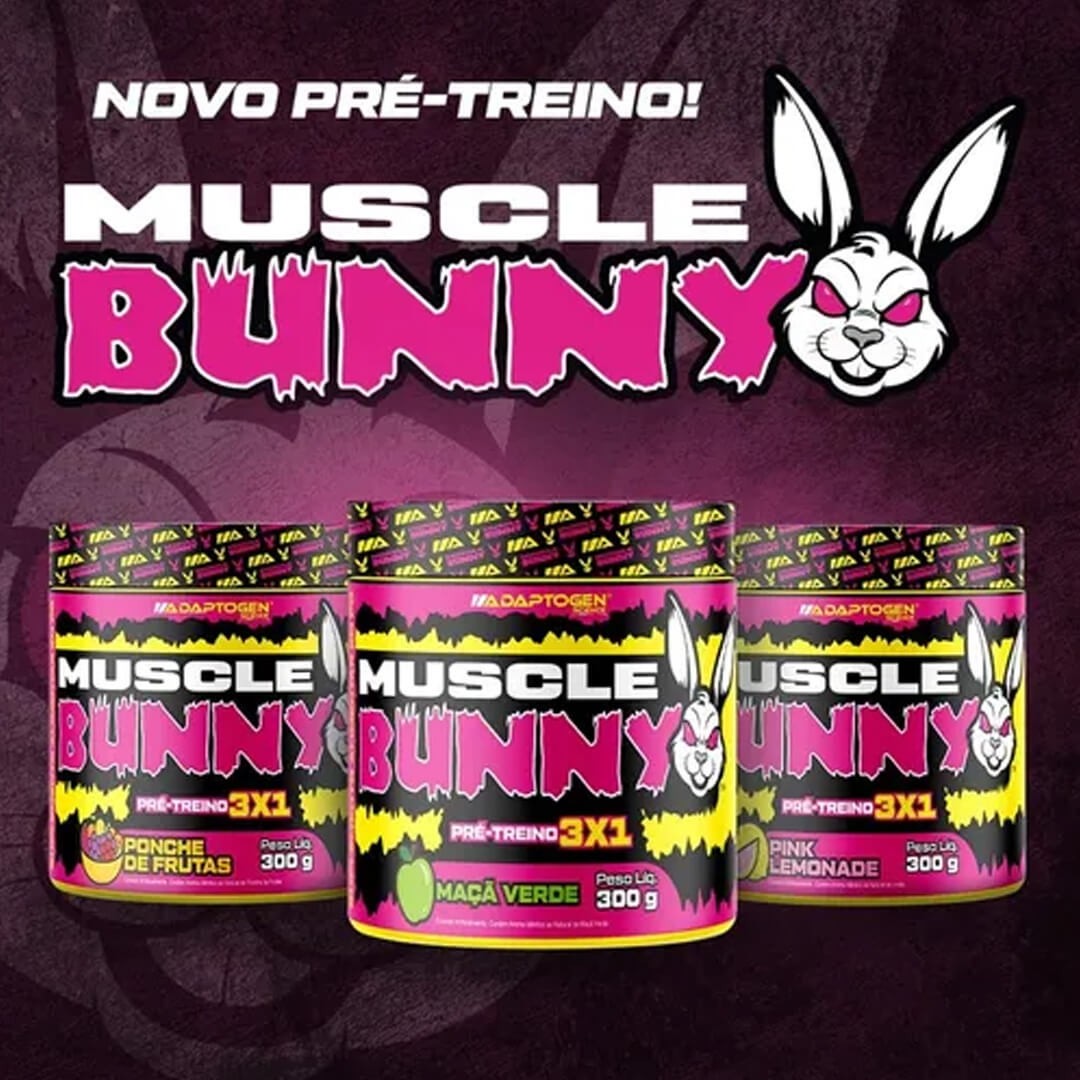 Muscle Open | Muscle Bunny 3×1 Adaptogen 300g | Pré-Treino com